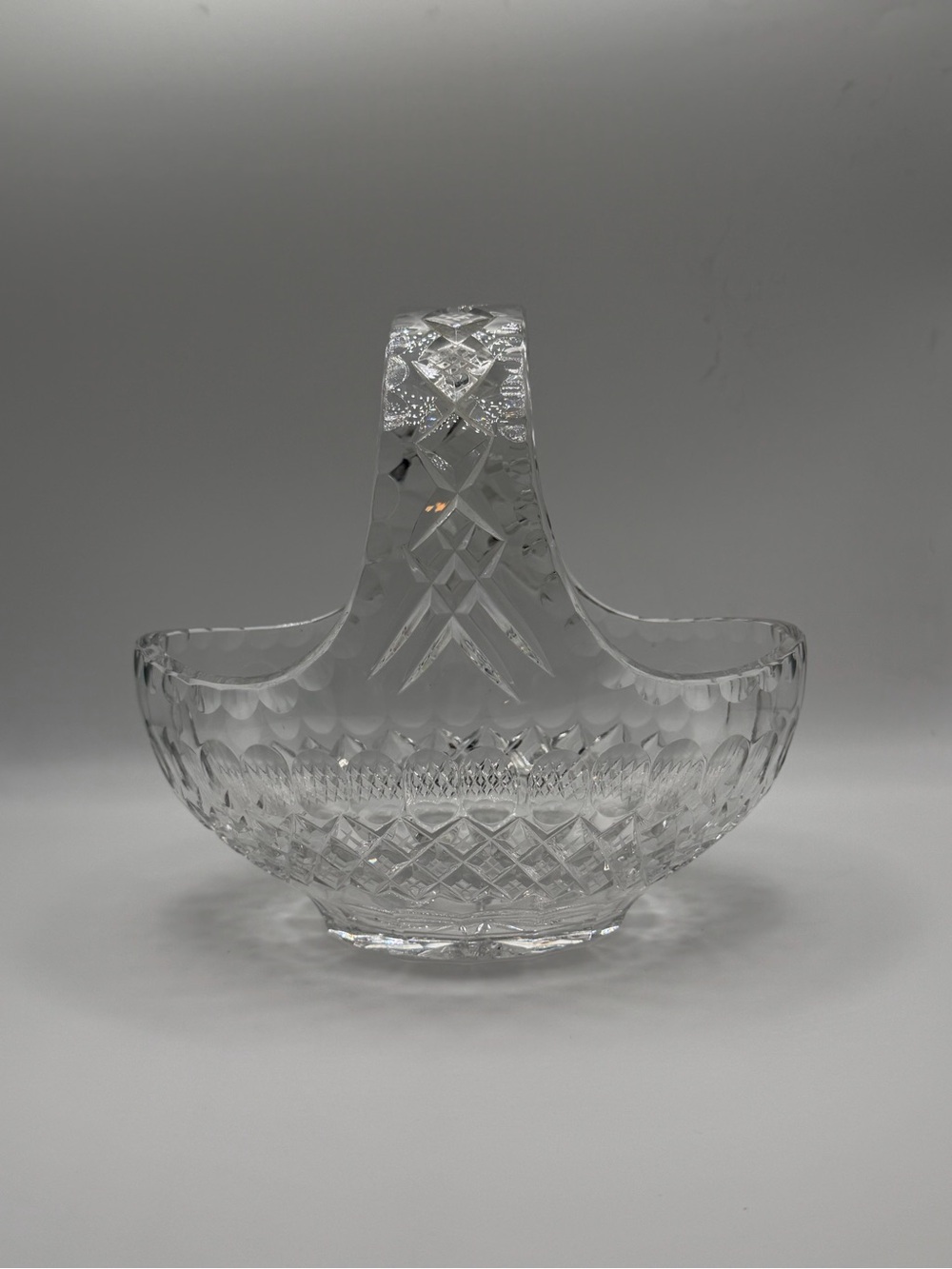 Clear Cut Crystal Basket - Elegant Crystal Serving Bowl with Handle